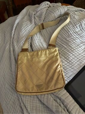 Prada Gold Quilted Crossbody Shoulder Bag